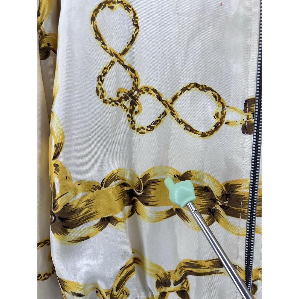 Vintage Chanel Silk Bomber Jacket Size M/L 80's Gold Chains Pattern - Picture 9 of 13